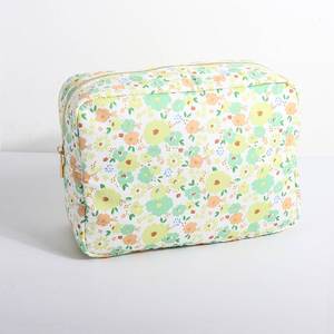 DIY Customized Women's Printed Cosmetic Bags Green Gingham Inner Cotton Large Capacity Zipper Closure <b>Storage</b> Pouches Portable - Product Image 4
