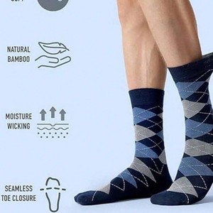 <span class=keywords><strong>Chaussettes</strong></span> habillées pour hommes en promotion, motif Argyle, sans couture, confortables, antibactériennes, en polyester, pour affaires - Product Image 3