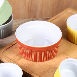 Multisize Gestreepte Soufflé Ramekin Cupcake Bakoven Pudding Kommen Keramische Ramekin - Product Image 6