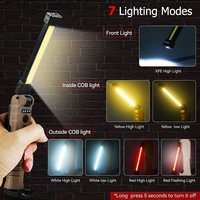 Lampe de barbecue magnétique à LED rechargeable de type C avec crochet de remise, rotation à 180 degrés 7 modes de lampe de travail LED COB pliable