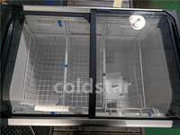 Congélateur coffre commercial à double porte vitrée coulissante, refroidissement par ventilateur, vitrine à crème glacée avec éclairage LED intérieur, corps en acier