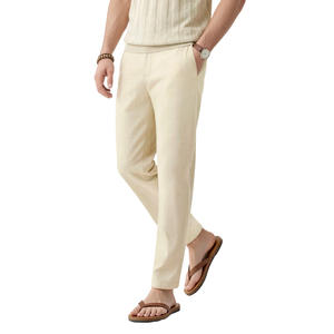 <span class=keywords><strong>Pantaloni</strong></span> Estivi in <span class=keywords><strong>Lino</strong></span> per Uomo Gingtto, Traspiranti, di Alta Qualità, <span class=keywords><strong>Beige</strong></span>, Comodi, Personalizzabili, Vendita all'Ingrosso - Product Image 2