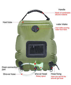 Sacs à eau Camping en plein air Randonnée Sac de <span class=keywords><strong>douche</strong></span> <span class=keywords><strong>solaire</strong></span> Chauffage Camping <span class=keywords><strong>Douche</strong></span> Escalade Sac d'hydratation Tuyau Pomme de <span class=keywords><strong>douche</strong></span> commutable - Product Image 2