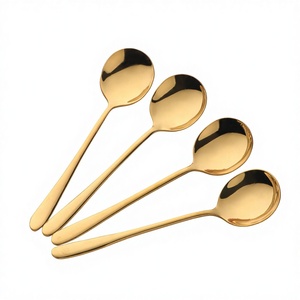 Cuillères à cocktail classiques en acier inoxydable poli miroir avec long manche pour cadeaux promotionnels - Product Image 2