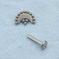 Perle Cluster Croissant De Lune Filetage Intérieurement Dos Plat Boucles D'oreilles Goujons De Qualité Médicale ASTM F136 Titane Mignon Ventre Anneaux 16G