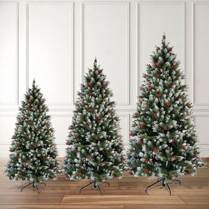 Árbol de Navidad Artificial Gigante Decorado con Bayas y Piñas, con Base Metálica para Mesa, Material PE y PVC, de Lujo para Interiores - Product Image 4