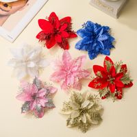 Fleurs artificielles pour sapin de Noël 14 cm, multicolores, en tissu, décoration de fêtes, intérieur/extérieur, lot en gros