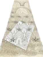 Tissu en dentelle brodée de sequins perlés 100% polyester avec motif floral, tissu élégant et luxueux pour vêtements