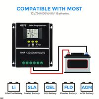 Contrôleur de charge solaire MPPT 100A 12V 24V 36V 48V pour panneaux photovoltaïques et batteries au lithium – Régulateur intelligent