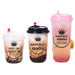 Vaso Transparente en Forma de U de PP de 24/16/12 oz, 90 mm de Diámetro, con Logotipo Personalizado, Desechable, para Té con Leche Boba y Tequila, con Impresión en Serigrafía - Product Image 1