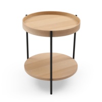 Table d'appoint ronde de salon et de chambre à coucher vintage artisanale Plateau en bois Table basse en métal