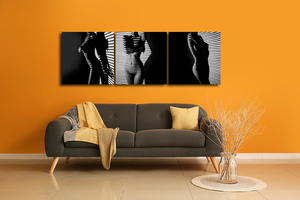 Modern Sexy Lady Figure <strong>Nude</strong> Paintings White and Black Unframed Acrylic Wall <strong>Art</strong> 3 Panels As a Set for Bed Room Living Room - Product Image 6