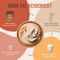 Rosebest Mélange Instantané de Café en Poudre Personnalisé Végétalien aux Champignons Crinière de Lion, Shiitake, Cordyceps, Queue de Dinde et Arabica – Compléments Alimentaires