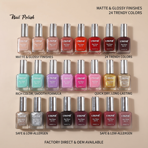 15ml Air Dry <b>Nail</b> <b>Polish</b> <b>Set</b> 24 Colors Glossy Matte Dual Finish Low Odor Water-Based Formula Salon Wholesale OEM Private Label - Product Image 2