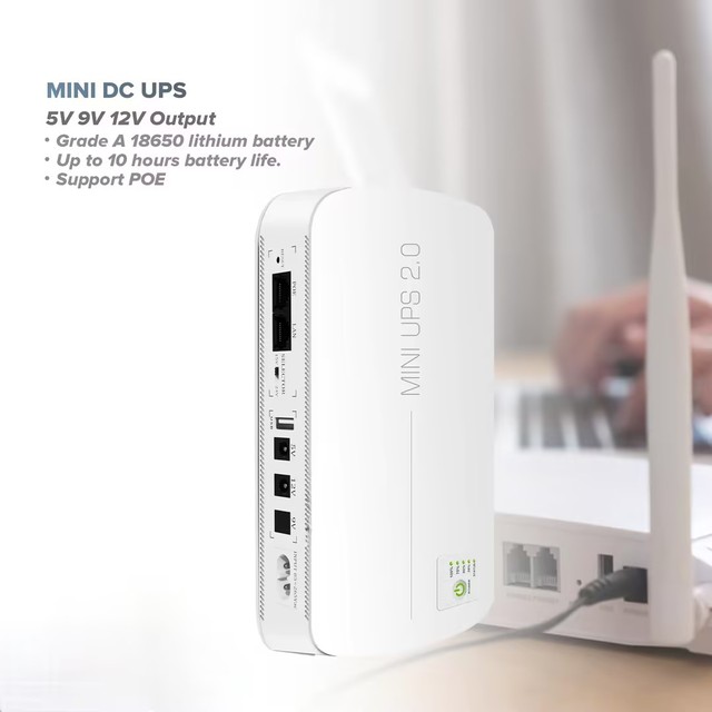 New Design Mini UPS with POE 18W 10000mAh Lithium Battery Backup LED Display 5V 9V 12V 15V 24V for Laptop Phone Wifi Router