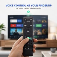 Remote TV Pintar 28 Tombol Hitam Kode Tetap untuk Belajar Kontrol, Smart LED Android TV Box dengan Kontrol Suara untuk Otomatisasi Rumah