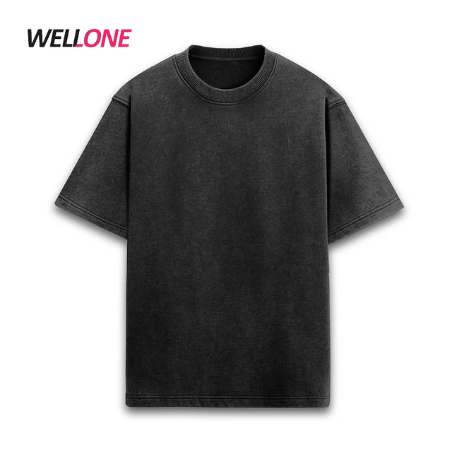 Oversized Vintage Blank Cotton Tee Custom Embroidery Washed Black Unisex Acid Wash Oversized T-shirt Sun Faded Acid Wash T Shirt