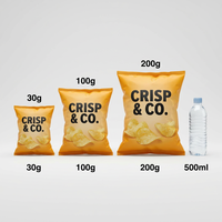 Sachets Doypack Métallisés Brillants Anti-humidité à Soufflet Arrière pour Chips et Snacks Sucrés, Imprimés et Personnalisables en Couleurs et Tailles