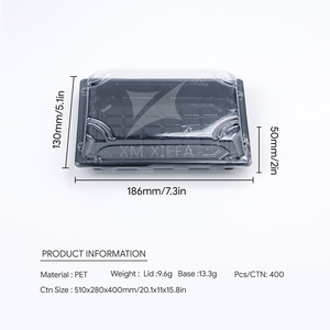 กล่องใส่อาหารซูชิแบบใช้แล้วทิ้ง ฝาใส PET ปลอดภัยสำหรับอาหาร บรรจุภัณฑ์สำหรับซื้อกลับบ้าน พร้อมโลโก้สั่งทำได้ ขายส่ง - Product Image 3