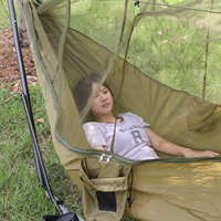 Portable armée vert haute qualité 210T Nylon Camping hamac avec moustiquaire jardin extérieur avec auvent étanche