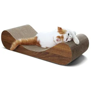 Rascador para gatos, almohadilla de cartón reversible para rascar gatos, sofá cama moderno corrugado ancho grande con hierba gatera (paquete de 4)