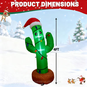 Small 4FT White Cactus Inflatable <b>Light</b> IP44 Waterproof <b>Christmas</b> Holiday Decoration Built-in LED <b>Lights</b> for Home Hotel Store - Product Image 3