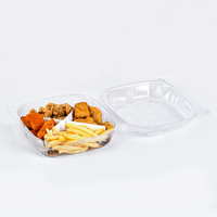 Boîte à hamburger transparente en PET/rPET de 8 pouces, emballage pour hamburger, boîte en plastique avec couvercle à charnière