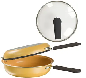 Doubletta-sartén con tapa, herramientas para freír y hornear, sartén de cobre