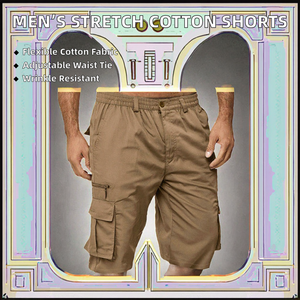 กางเกงขาสั้นผ้าแคนวาสยืดหยุ่น 100% โพลีเอสเตอร์ ปักลายลำลอง แบรนด์ดัง ลดราคาสุดฮอต สำหรับผู้ชาย แห้งเร็ว ไม่ยับ - Product Image 2