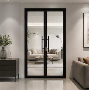 Puerta de Acero y Vidrio Directo de Fábrica, Marco de Metal Negro, Estilo Francés, Interior, Proveedor de Tamaños Personalizados - Product Image 4