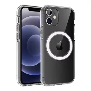 TENCHEN Free sample PC TPU clear magnetic phone case for iphone 12 13 14 15 pro max magnet cover