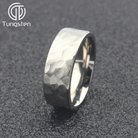 Bague marteau en tungstène plaqué argent 8 mm, tendance, pour homme et femme, alliance de mariage