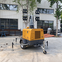 Tour d'éclairage portable hydraulique de 9 m, Euro5, moteur diesel Kubota, 4x400W LED pour l'éclairage extérieur des routes et des ponts