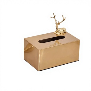 Boîte à mouchoirs carrée en métal doré de style nordique, pour la maison et l'hôtel - Product Image 3