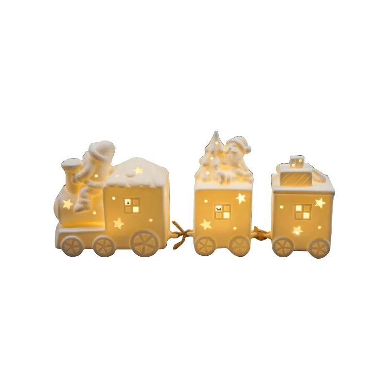 2020 Novelty Light Up Ceramic Porcelain Christmas Displays Products Tree Train Set Ornament