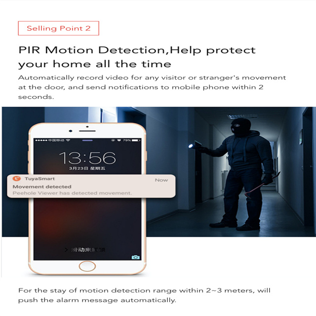 Hot Selling Tuya Smart Digital Door Viewer Camera Phone App Control 4