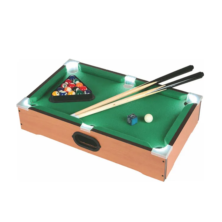 Mini kapalı LED ışık Snooker havuzu çocuklar için bilardo masa klasik spor parti oyuncakları