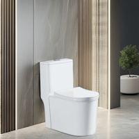 KAWAL Cuvette de toilettes moderne en céramique allongée à double chasse, à sortie verticale (S-Trap), à double trou, avec couvercle à double fonction de chasse super tourbillonnante, résistante aux hautes températures pour salle de bain