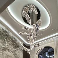 Lustre en verre soufflé à la main, moderne et personnalisé, pour hôtel, décoration artistique, lampe de plafond pour escalier duplex à grandes feuilles, style loft