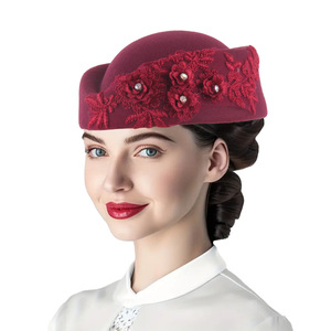 Sombrero <span class=keywords><strong>de</strong></span> fieltro <span class=keywords><strong>de</strong></span> flores <span class=keywords><strong>de</strong></span> nuevo diseño, <span class=keywords><strong>boina</strong></span> para mujer, sombrero <span class=keywords><strong>de</strong></span> pintor, tocado <span class=keywords><strong>de</strong></span> boda africano - Product Image 4