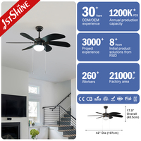 Ventilador de Techo 1stshine Classic Profile 110-240V con Aspas Reversibles, Modo Verano/Invierno, MDF Negro y Cadena de Accionamiento
