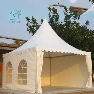 خيمة الباغودة البيضاء المقاومة للحرائق للحفلات في الهواء الطلق خيمة 5x5 من الألومنيوم مناسبة للمناسبات والمعابد
