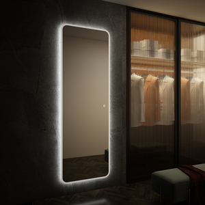 Miroir sur pied avec éclairage LED pleine longueur, utilisation moderne pour hôtel et villa, éclairage élégant, gradation de la température de couleur, anti-buée, interrupteur tactile - Product Image 2