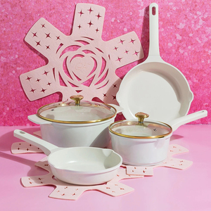 Ensemble de casseroles en céramique blanche de haute qualité, 8 pièces, antiadhésif, avec couvercles en verre, pour cuisinières à gaz et à induction - Product Image 5