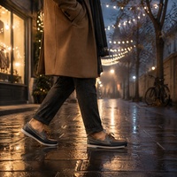 Chaussures bateau homme automne-hiver en cuir color block, mocassins de pont antidérapants à semelle en caoutchouc, chaussures de marche décontractées légères effet pieds nus