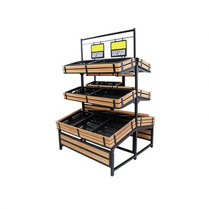 Espositore Metallico Robusto a Doppio Lato per Frutta e Verdura da Supermercato - Product Image 1