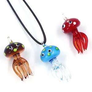 Handgefertigtes Murano-Inspirations-Flugglas-Jellyfish-Halsband Anhänger