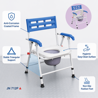 Chaise de toilette pliante portable, siège de toilette médical, aide à la mobilité pour personnes âgées et handicapées, chaise de douche réglable