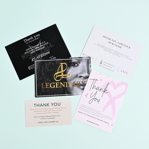 Cartes de remerciement personnalisées avec logo coloré, inserts en papier, coupons de réduction pour la prochaine commande, service après-vente <span class=keywords><strong>premium</strong></span> - Product Image 1