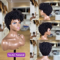 Perruque Grossiste Cheveux Humains Afro Crépus Chinois avec Frange Perruque Courte Sans Colle Cheveux Alignés Cuticule Perruques Bon Marché pour Femmes Noires